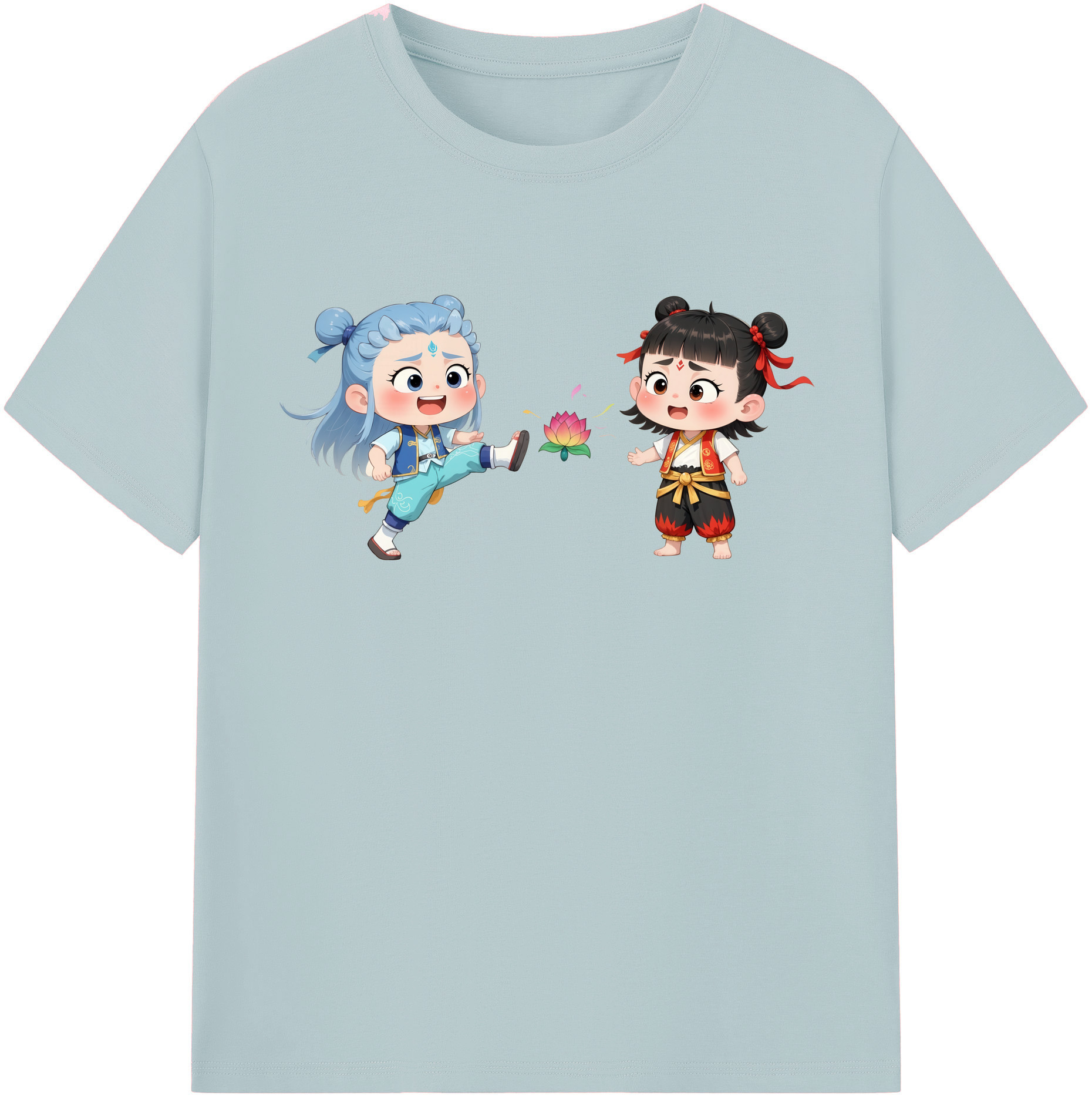 （画像用） Ne Zha 2 ナタ 魔童の大暴れ 綿100％半袖Tシャツ（フロントプリント）
